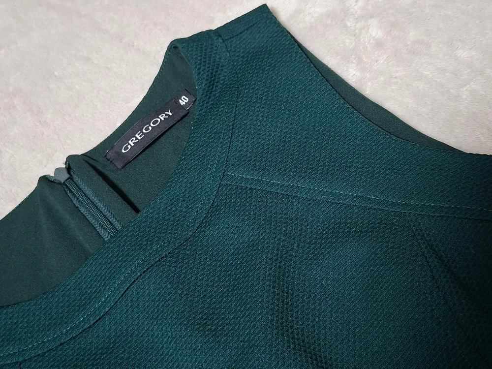 Vestido tubo clássico malha jacquard verde floresta 40