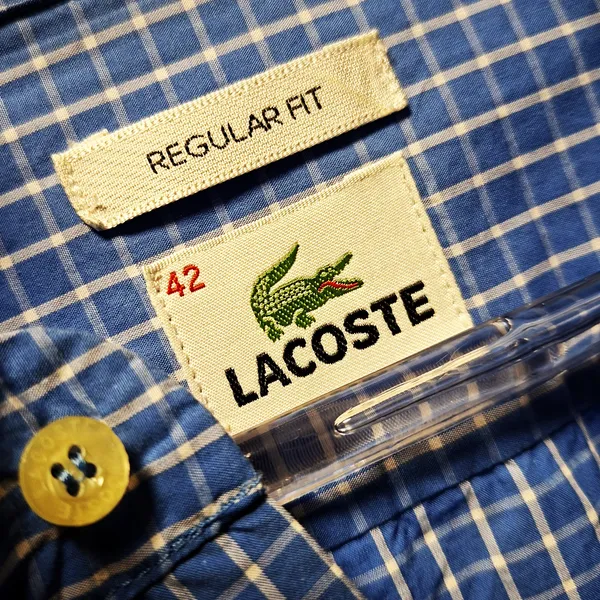 Camisa Lacoste xadrez azul e branco 42