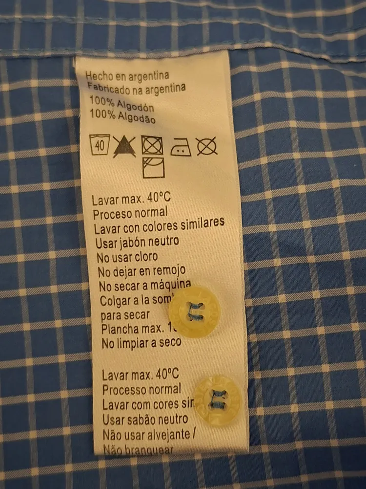 Camisa Lacoste xadrez azul e branco 42