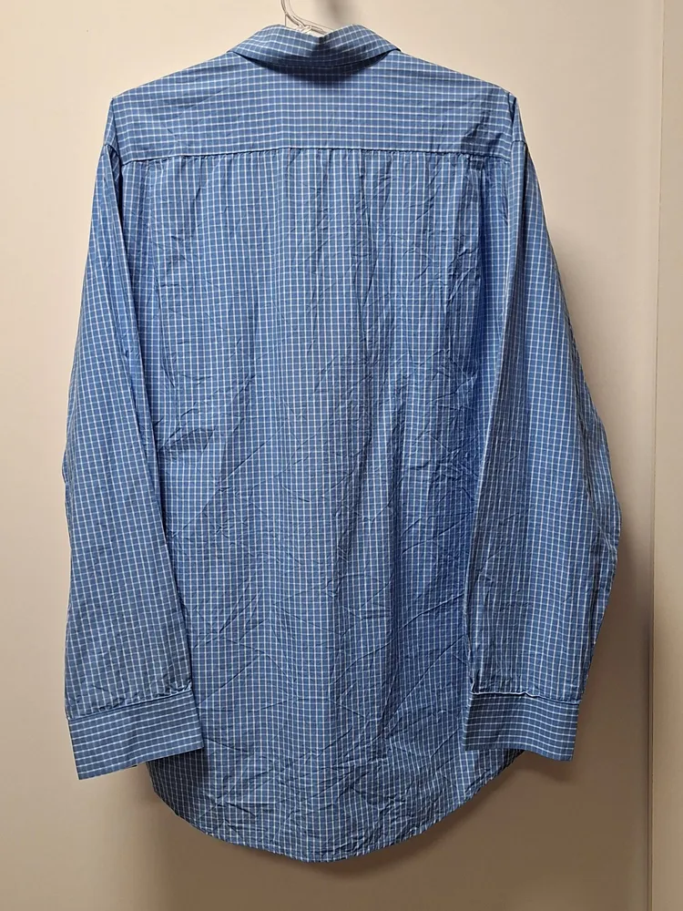 Camisa Lacoste xadrez azul e branco 42