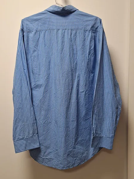 Camisa Lacoste xadrez azul e branco 42