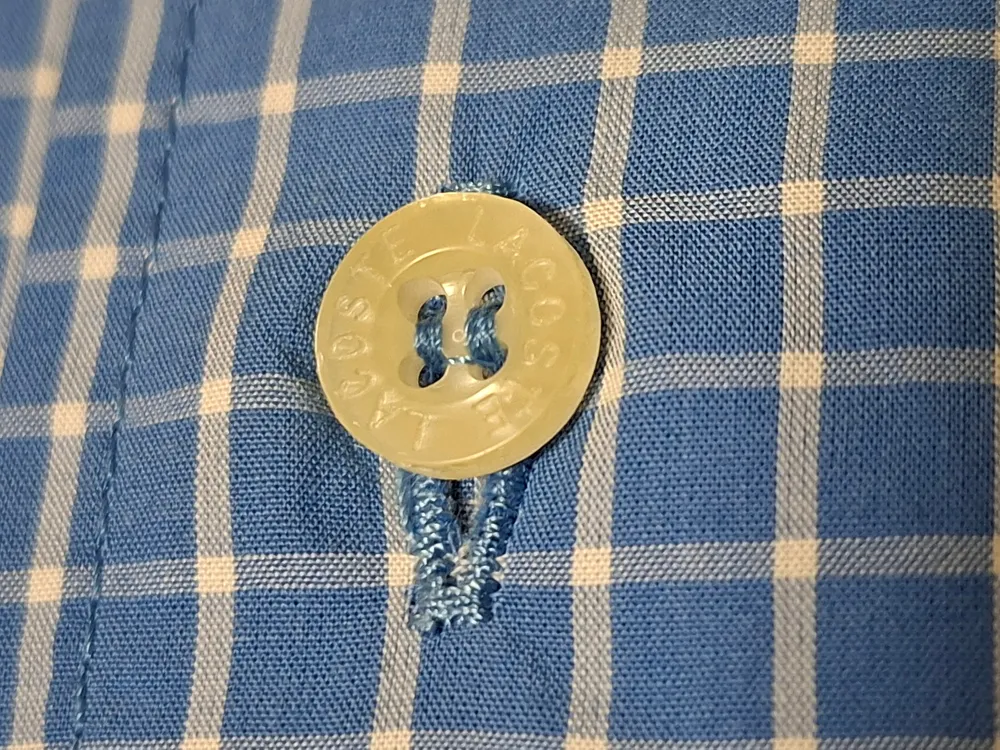 Camisa Lacoste xadrez azul e branco 42