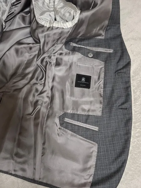 Conjunto de alfaiataria slim 36 38 P xadrez de giz cinza
