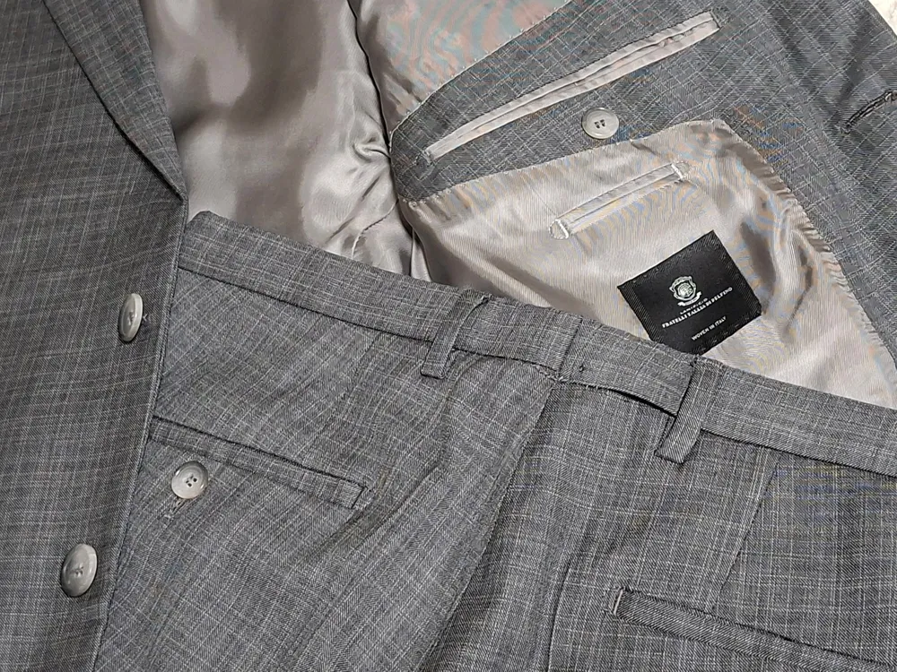 Conjunto de alfaiataria slim 36 38 P xadrez de giz cinza