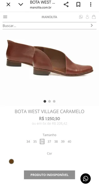 Bota West Village Manolita Caramelo 36
