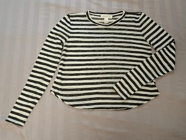 Blusa cropped Forever 21 manga comprida listrado P