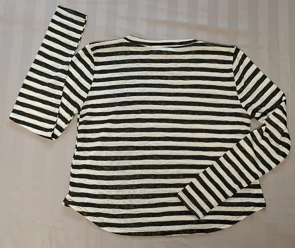 Blusa cropped Forever 21 manga comprida listrado P