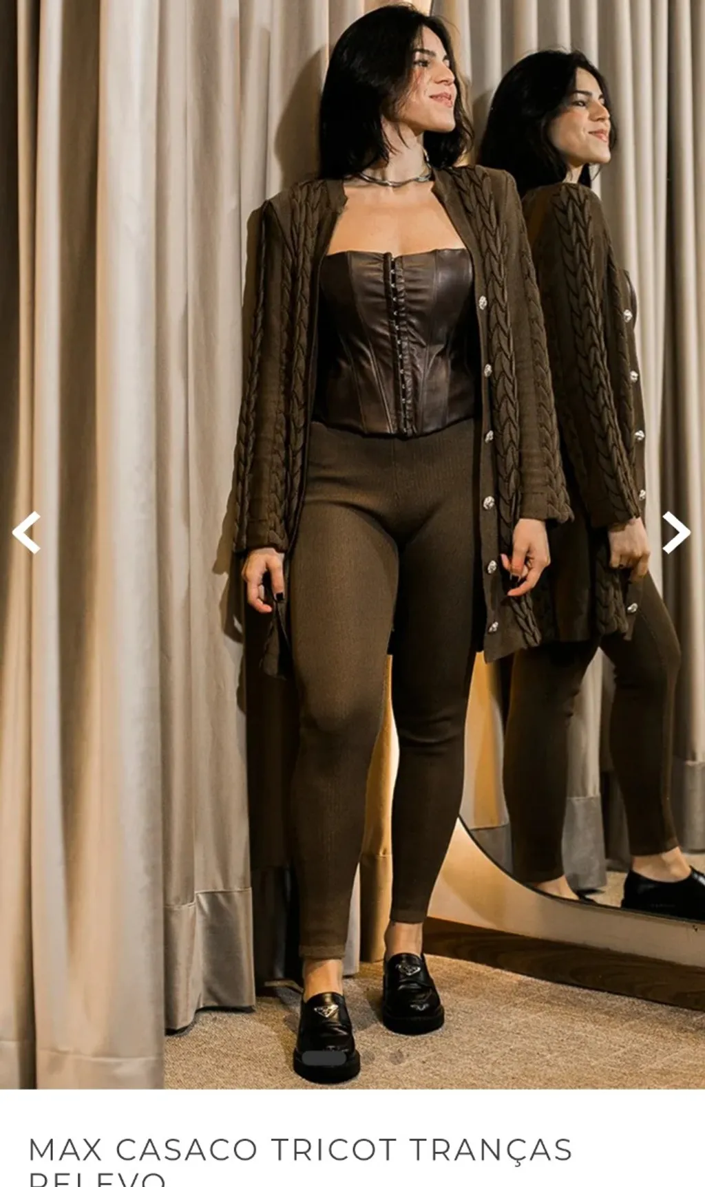 Casaco Max tricot trançado marrom