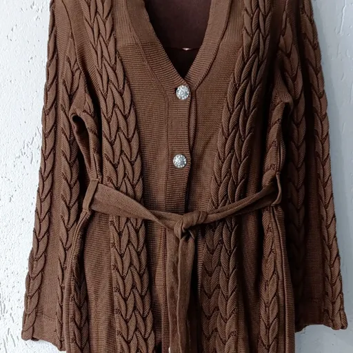 Casaco Max tricot trançado marrom