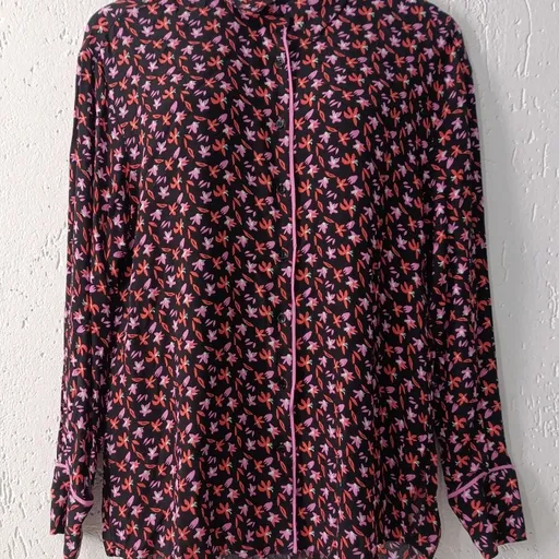 Camisa viscose preta estampada