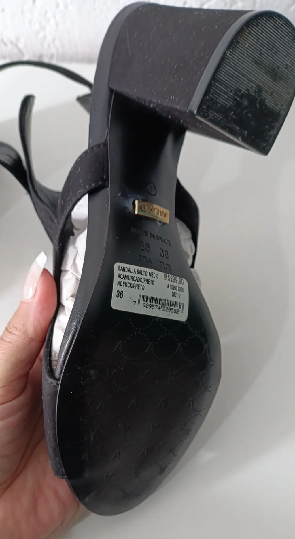 Sandália salto bloco nobuck preto