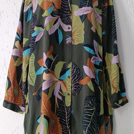 Vestido chemisier floral Atlântica Tam GG  verde