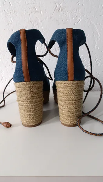 Sandália salto Positano Laceup Platform Espadrille 9 Tory Bu