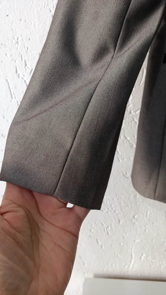 Blazer alfaiataria gola smoking cinza e preto Tam G INSP