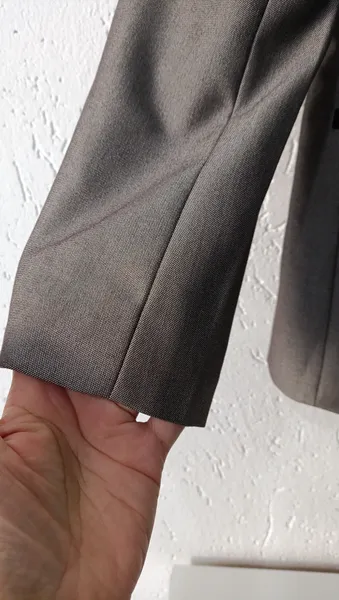 Blazer alfaiataria gola smoking cinza e preto Tam G INSP