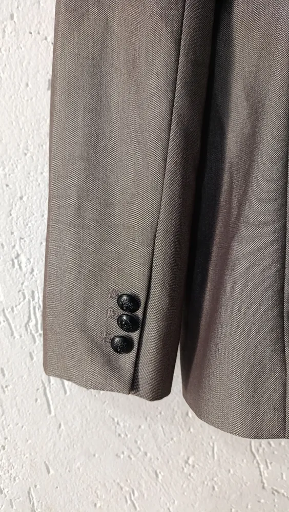 Blazer alfaiataria gola smoking cinza e preto Tam G INSP
