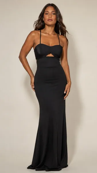 Vestido longo em Jersey Tam M preto Blue Steel