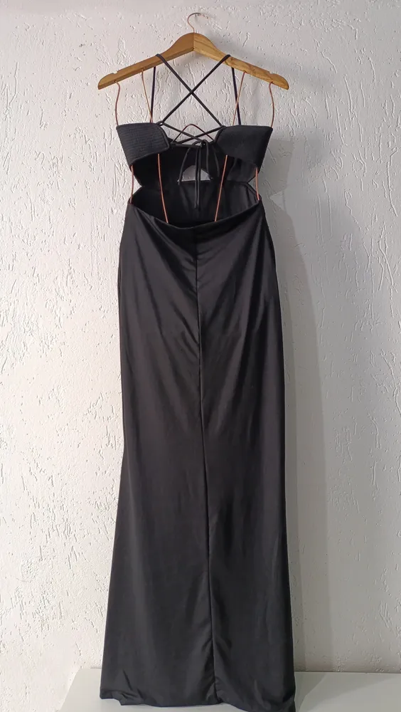 Vestido longo em Jersey Tam M preto Blue Steel