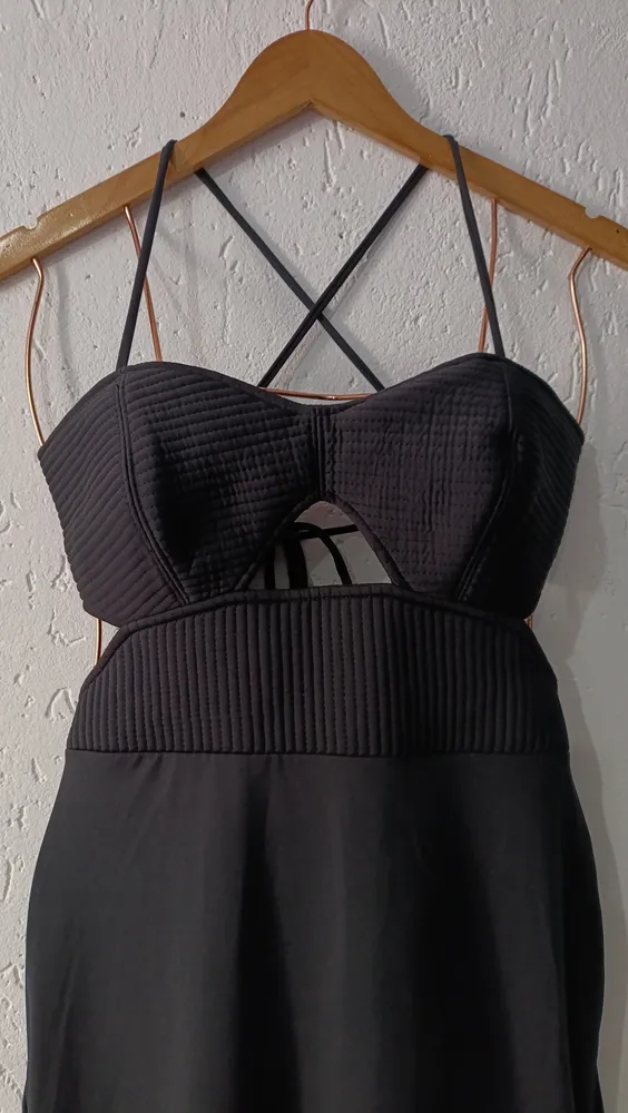 Vestido longo em Jersey Tam M preto Blue Steel