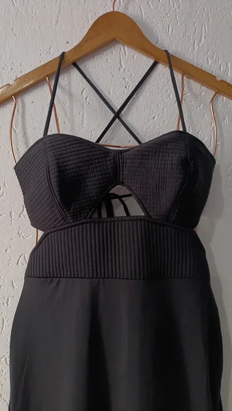 Vestido longo em Jersey Tam M preto Blue Steel
