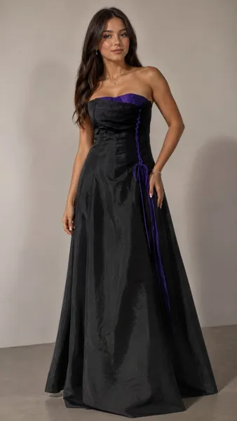 vestido de festa longo sunup preto e roxo vintage y2k tam m