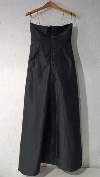vestido de festa longo sunup preto e roxo vintage y2k tam m