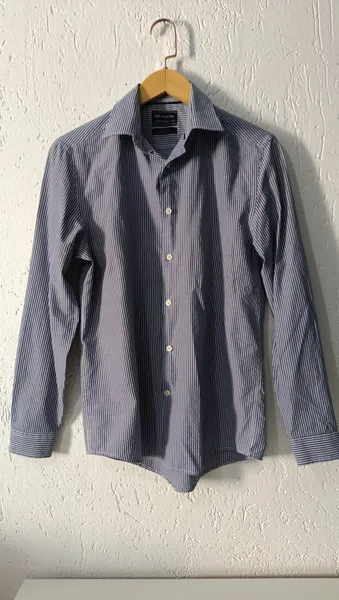 Camisa masculina listrada em algodão Tam P Preston Field