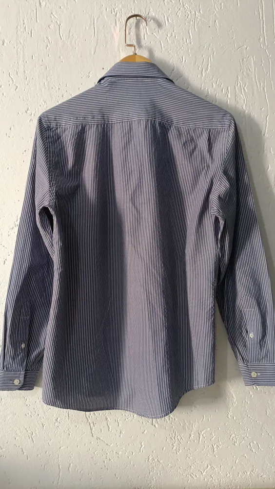 Camisa masculina listrada em algodão Tam P Preston Field