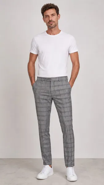 Calça alfaiataria masculina cinza principe de gales
