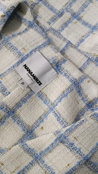 Vestido xadrez tweed azul e branco tam P NMZ