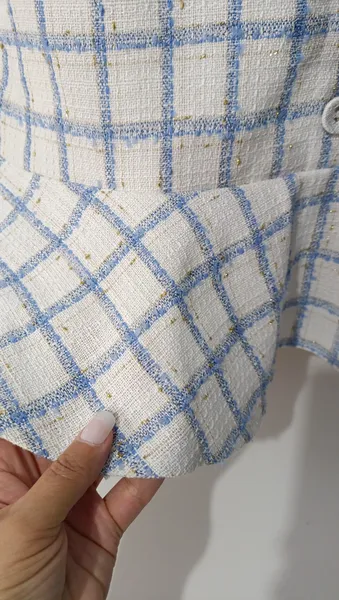 Vestido xadrez tweed azul e branco tam P NMZ