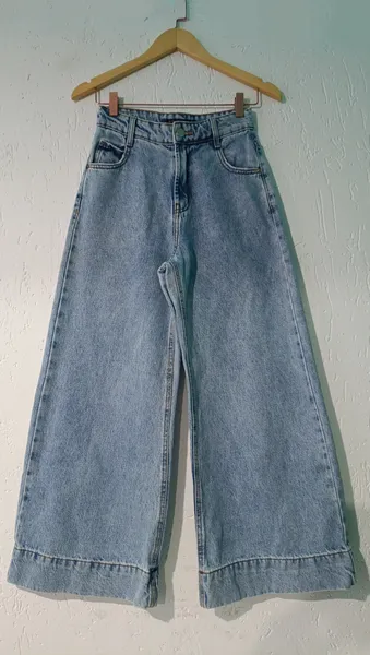 Calça jeans wide leg cintura alta 36 Blue Steel