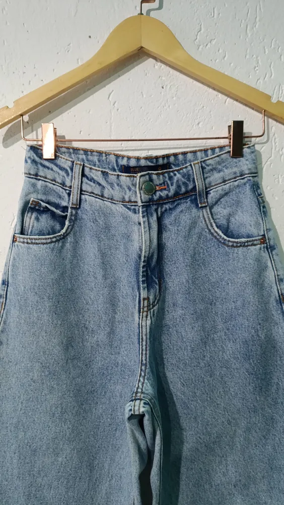 Calça jeans wide leg cintura alta 36 Blue Steel