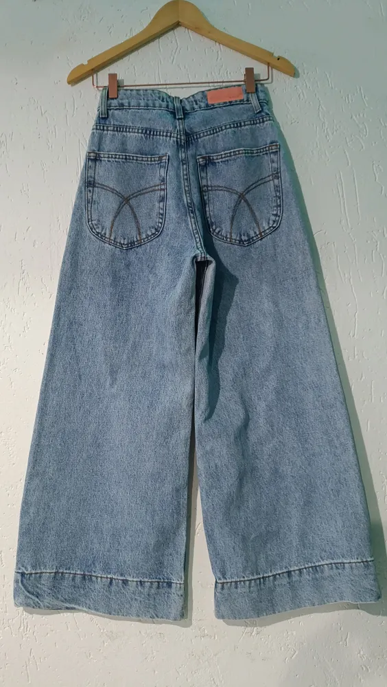 Calça jeans wide leg cintura alta 36 Blue Steel