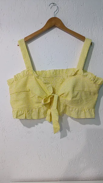 Top xadrez Vichy plus amarelo Tam 4XL (G4) Shein