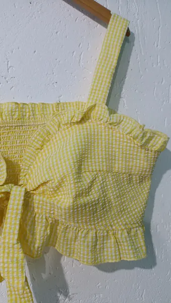 Top xadrez Vichy plus amarelo Tam 4XL (G4) Shein