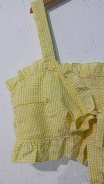 Top xadrez Vichy plus amarelo Tam 4XL (G4) Shein