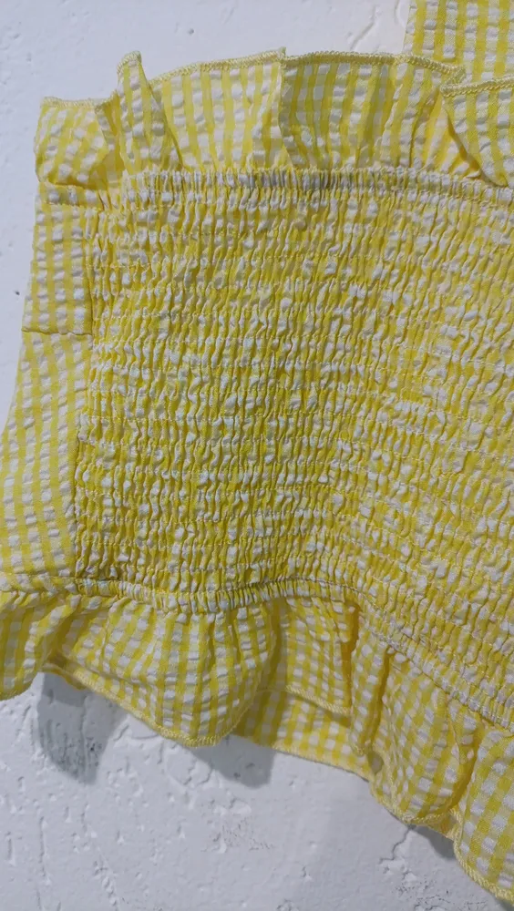 Top xadrez Vichy plus amarelo Tam 4XL (G4) Shein