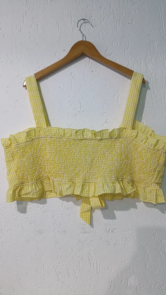 Top xadrez Vichy plus amarelo Tam 4XL (G4) Shein