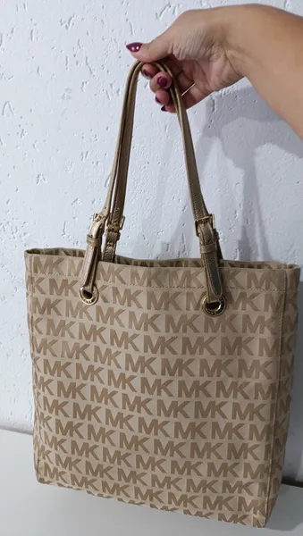 Bolsa jet set monograma bege grande