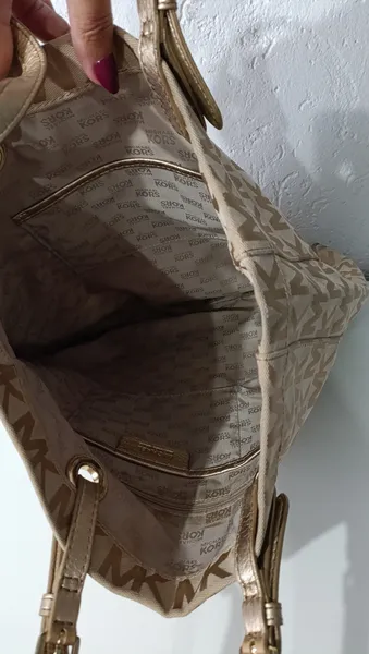 Bolsa jet set monograma bege grande