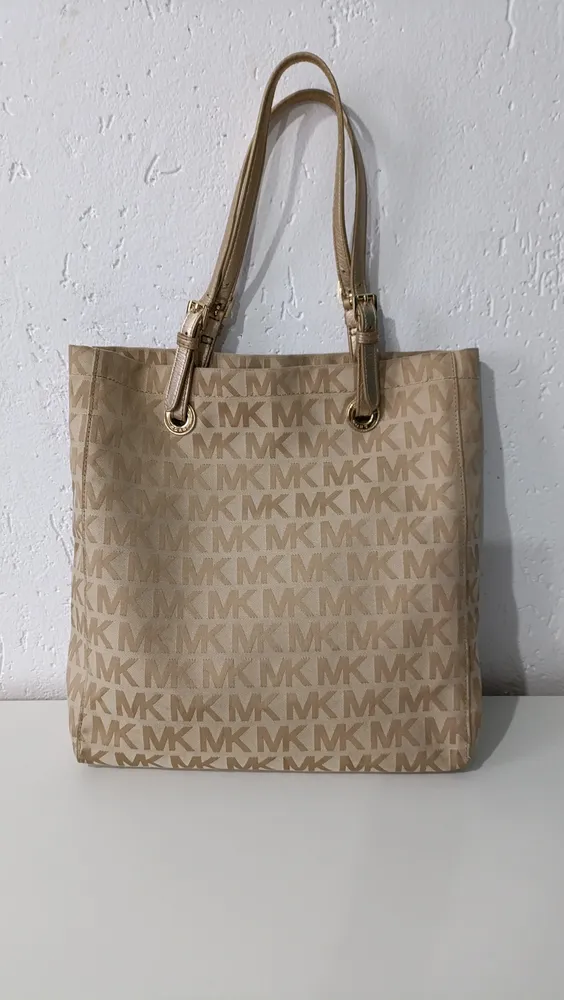 Bolsa jet set monograma bege grande