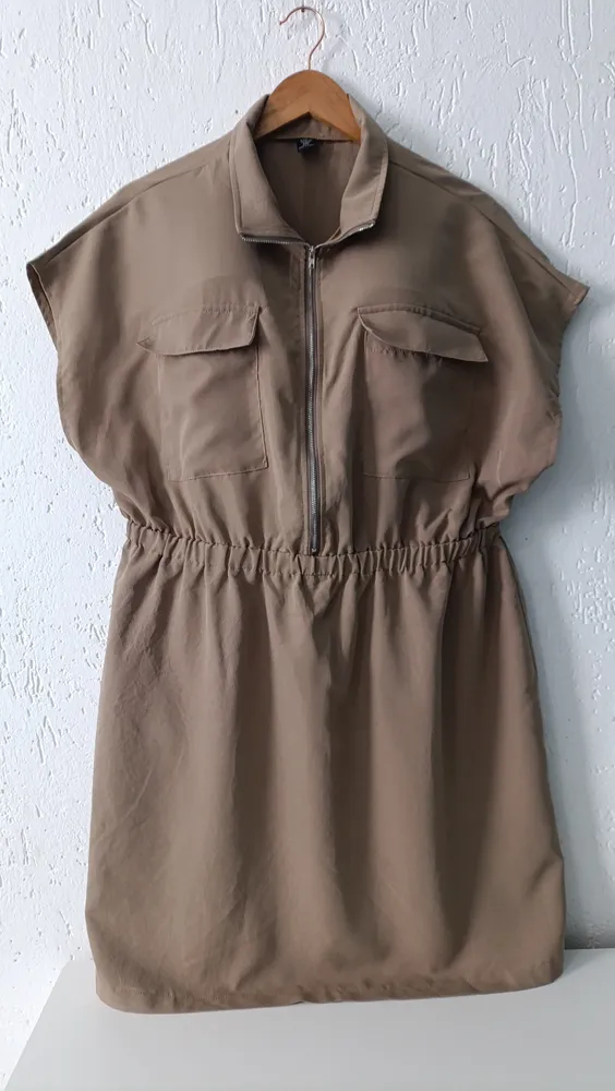 Vestido Casual Utilitário Marrom Claro 2XL Shein
