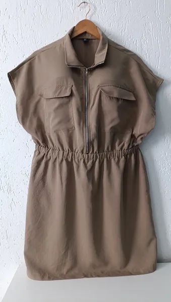 Vestido Casual Utilitário Marrom Claro 2XL Shein