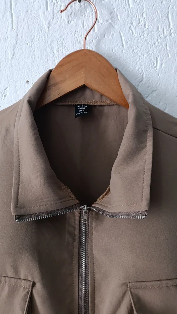 Vestido Casual Utilitário Marrom Claro 2XL Shein