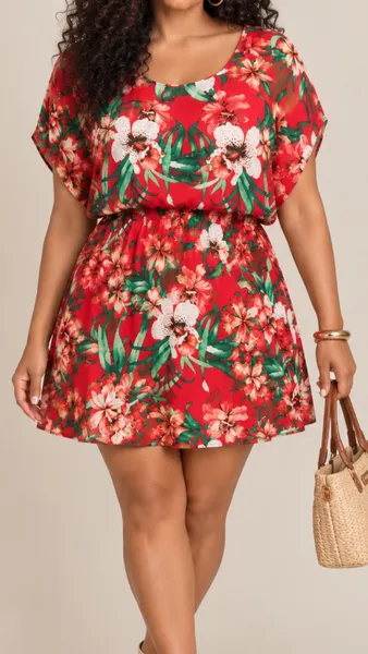 Vestido floral vermelho G Hering