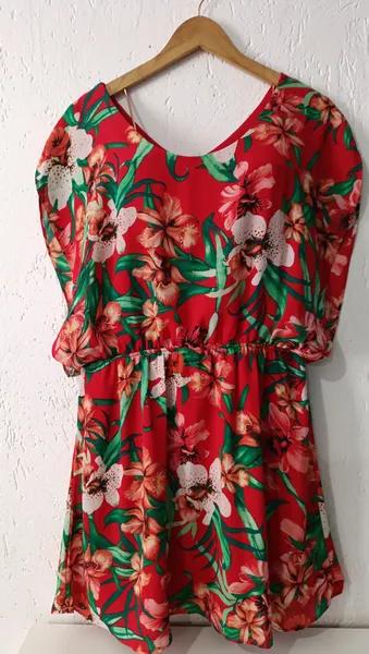 Vestido floral vermelho G Hering