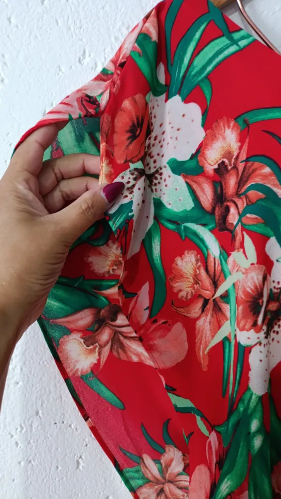 Vestido floral vermelho G Hering