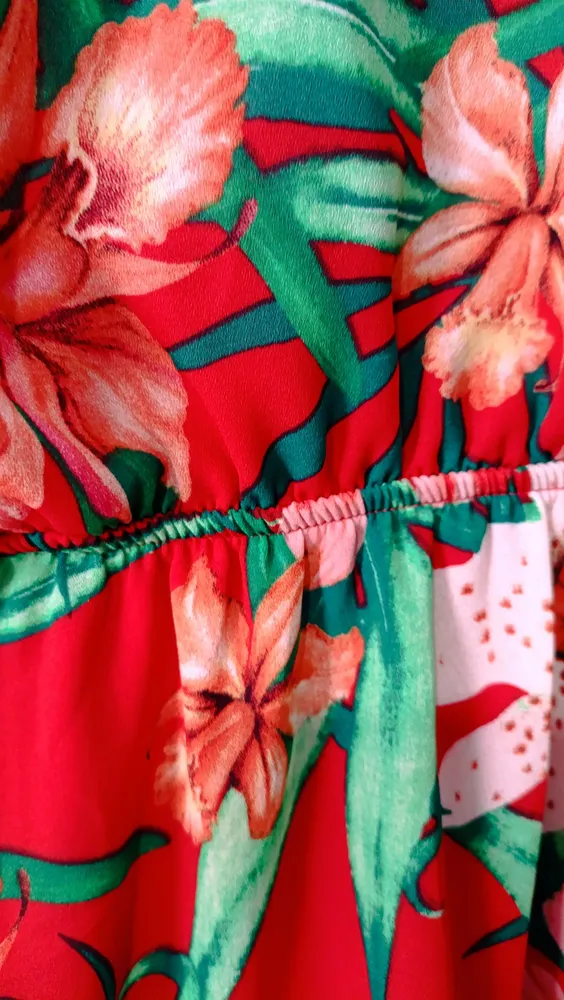 Vestido floral vermelho G Hering