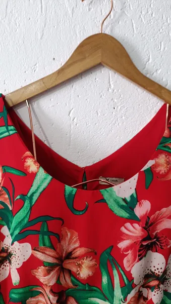 Vestido floral vermelho G Hering